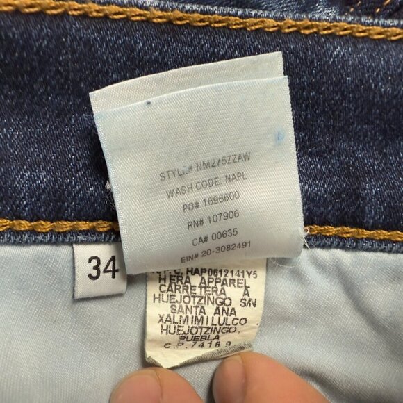 HUDSON Blake Denim Slim Straight Whiskered Faded Medium Dark Blue Wash Jeans 34 - Picture 7 of 7